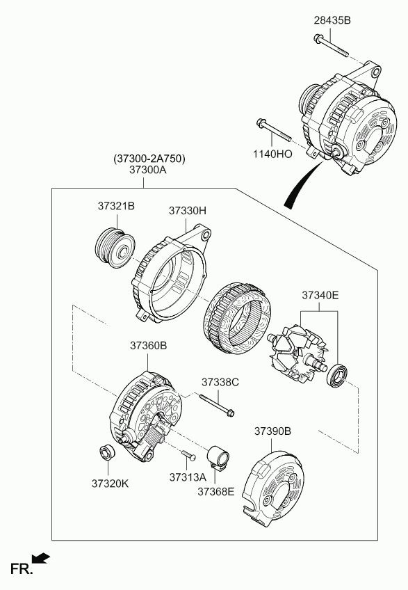 Hyundai 37321-2A700 - Шкив генератора, муфта unicars.by