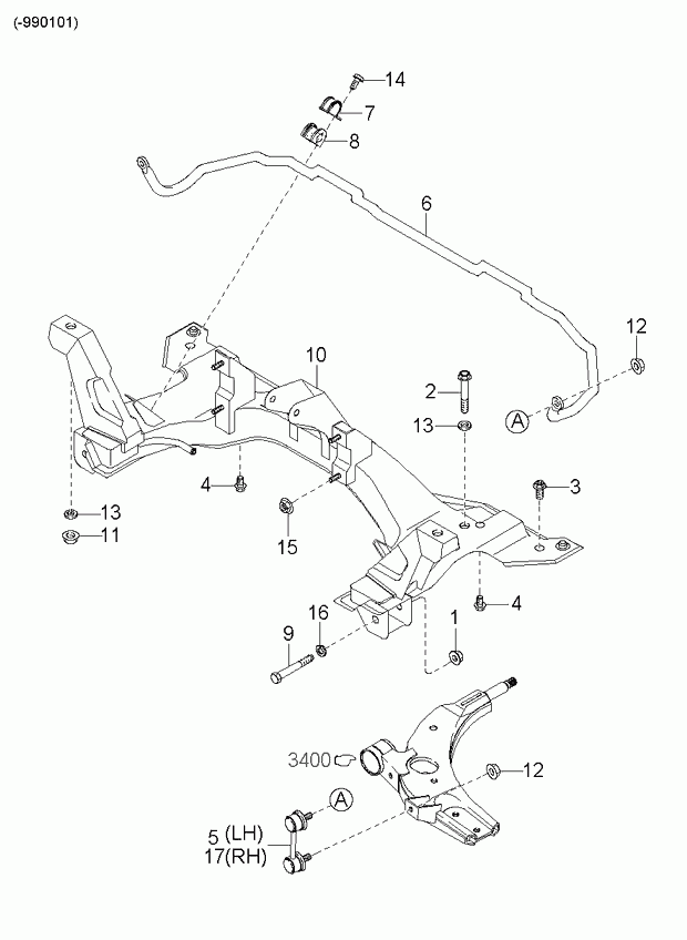 Hyundai 0K2N1-34-150A - Тяга / стойка, стабилизатор unicars.by