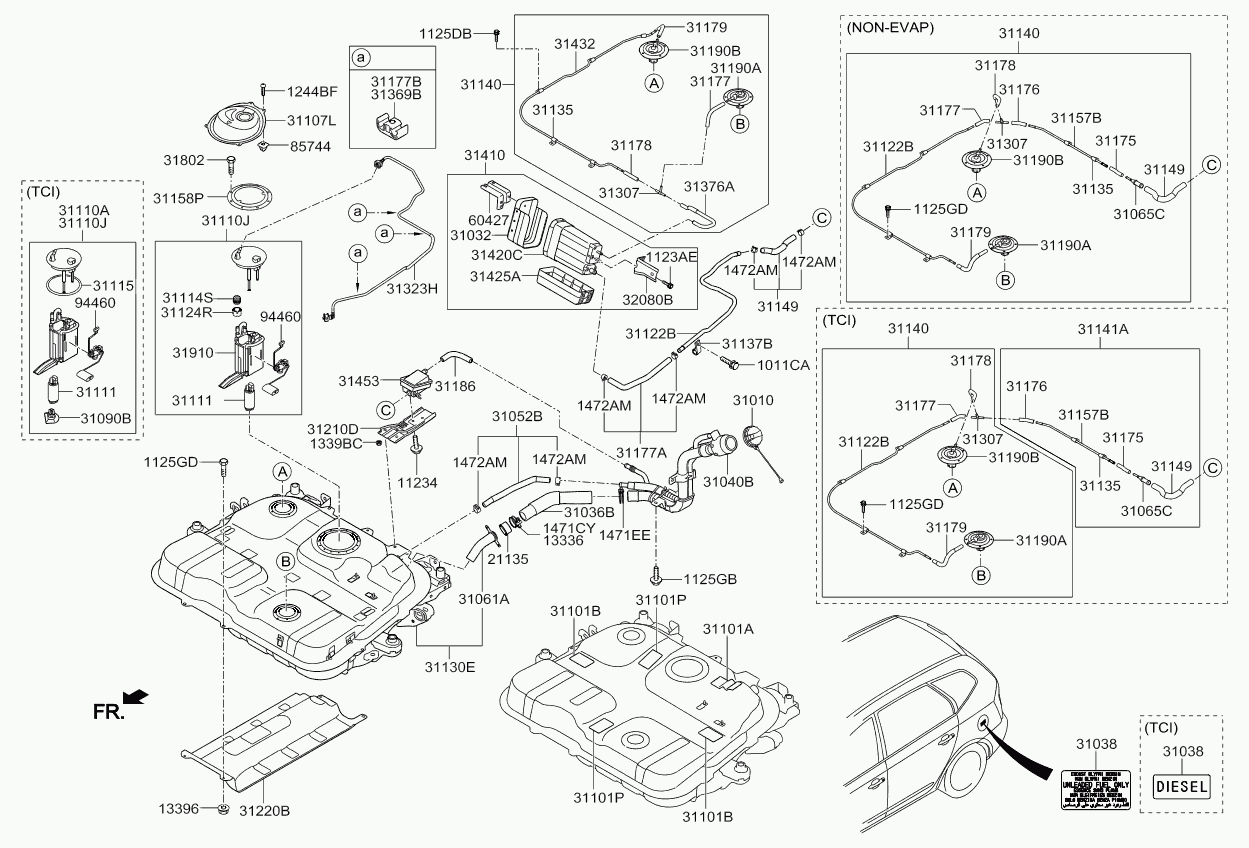 Hyundai 319102H000 - Топливный фильтр unicars.by