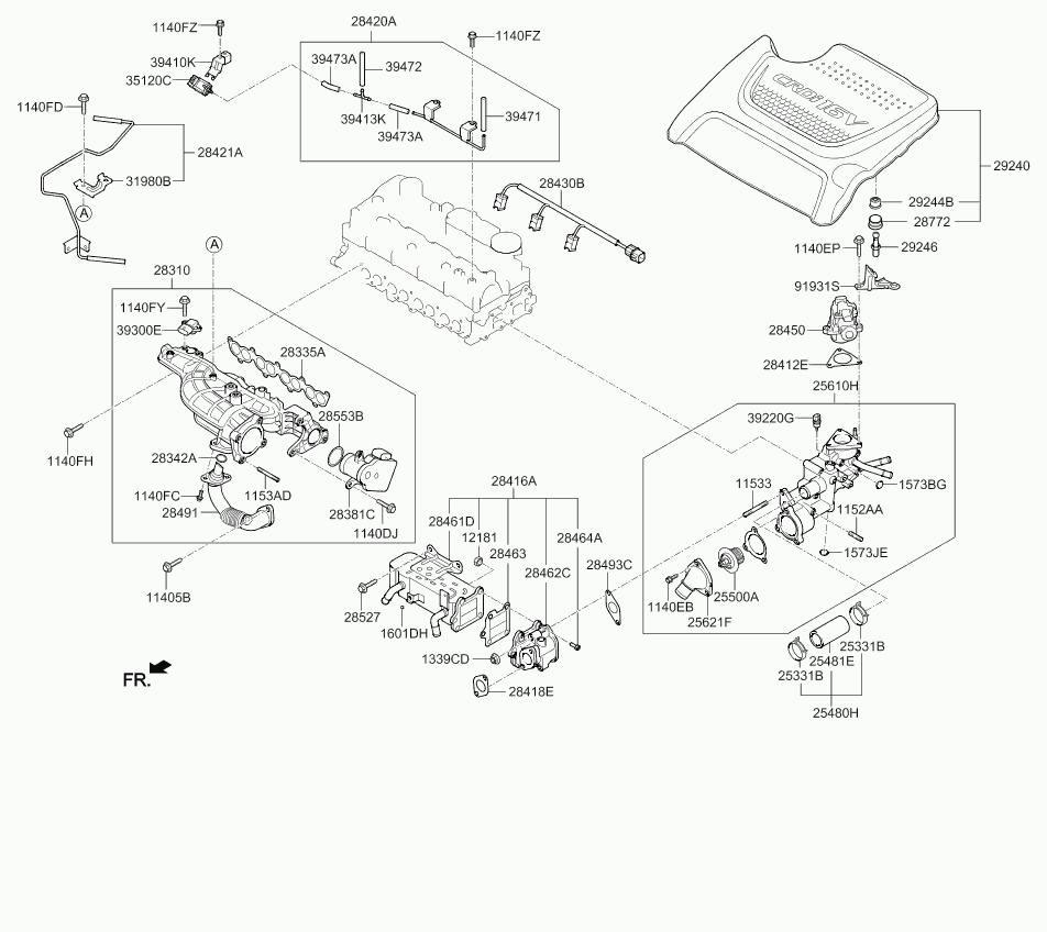 Hyundai 25500-35540 - Термостат охлаждающей жидкости / корпус unicars.by