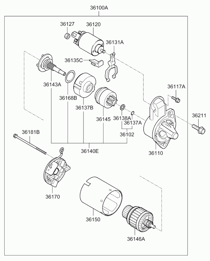 Hyundai 361452A350 - Ведущая шестерня, бендикс, стартер unicars.by