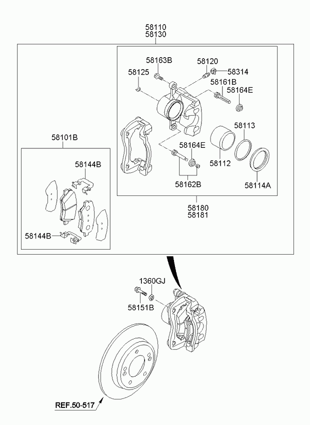 KIA 58101A6A20 - Тормозные колодки, дисковые, комплект unicars.by