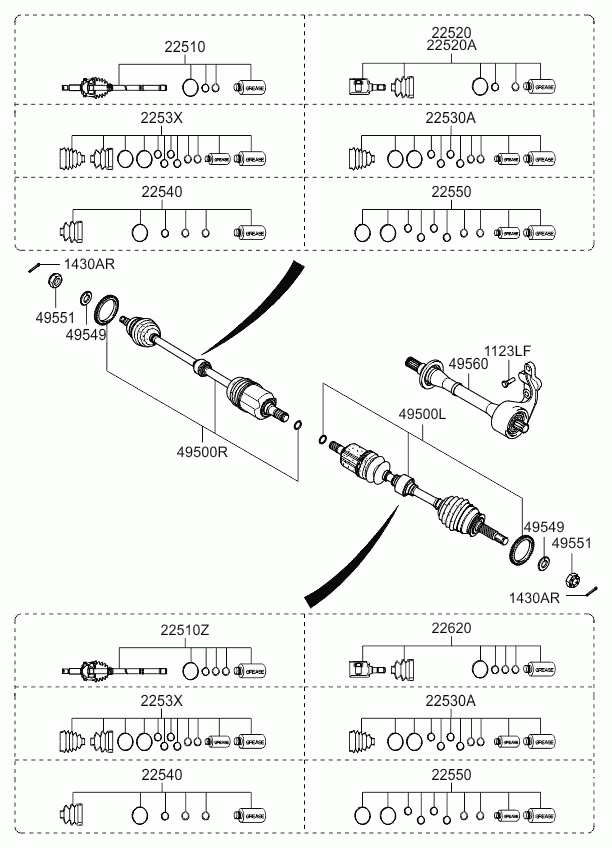 Hyundai 495921G090 - Шарнирный комплект, ШРУС, приводной вал unicars.by