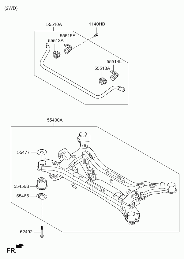 Hyundai 55513 F1000 - Втулка стабилизатора unicars.by