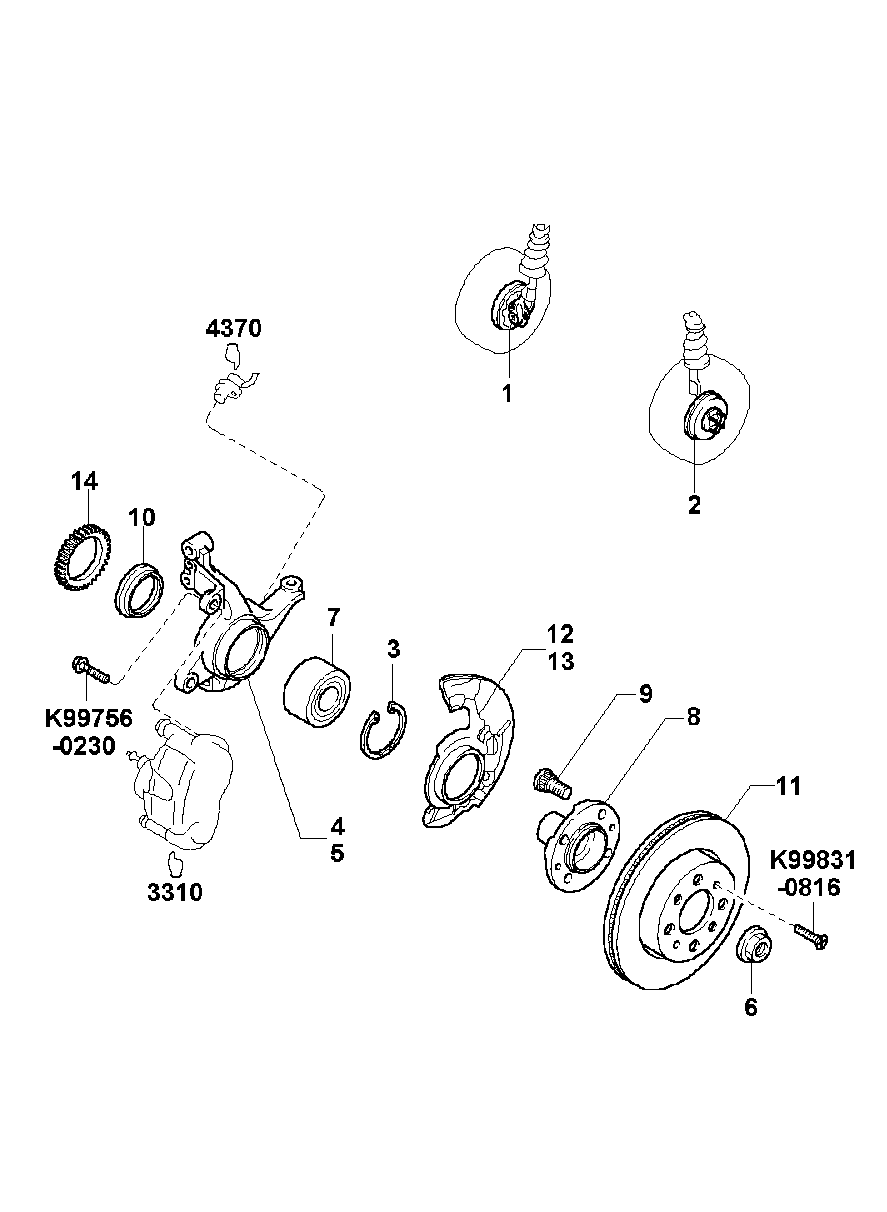 KIA 0K9A233047 - Комплект подшипника ступицы колеса unicars.by