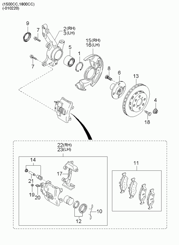 KIA 0K24033694 - Комплект направляющей гильзы, тормозной поршень unicars.by