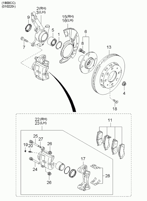 KIA 0K20133047 - Комплект подшипника ступицы колеса unicars.by