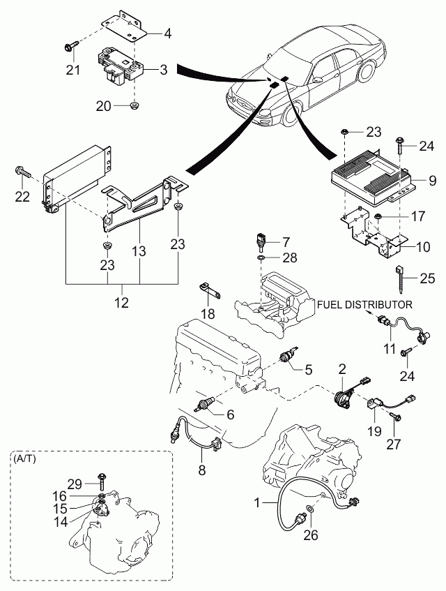 KIA 0K30A17640 - Датчик, переключатель, фара заднего хода unicars.by