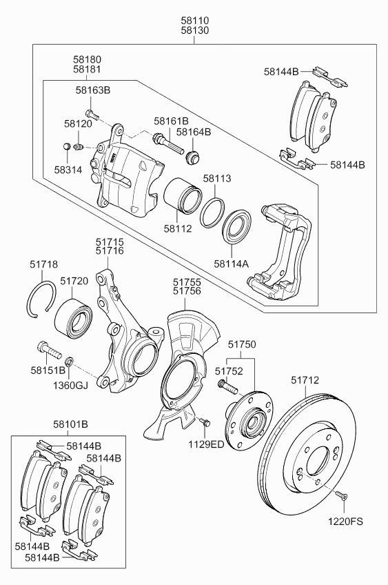 Hyundai 581441P000 - Комплектующие для колодок дискового тормоза unicars.by