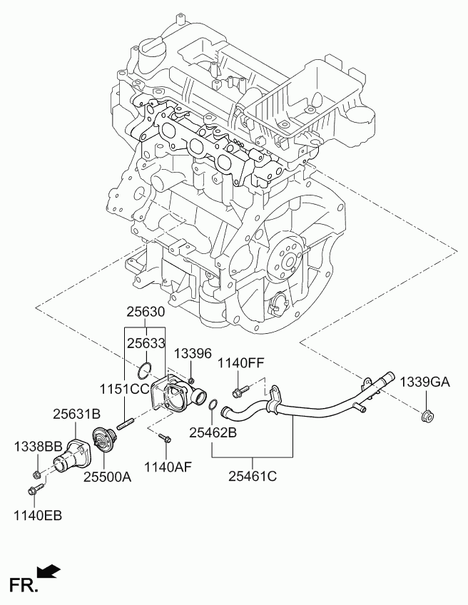 Hyundai 25500-03850 - Термостат охлаждающей жидкости / корпус unicars.by