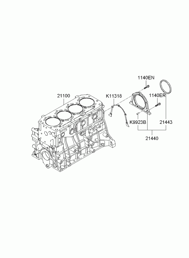 Hyundai 214434X000 - Уплотняющее кольцо, коленчатый вал unicars.by