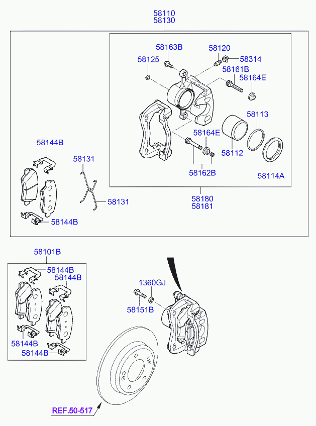 KIA 58101A6A75 - Тормозные колодки, дисковые, комплект unicars.by