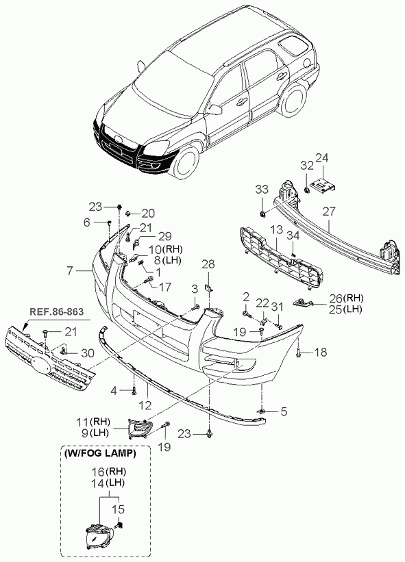 KIA 1864935009 - Лампа накаливания, противотуманная фара unicars.by