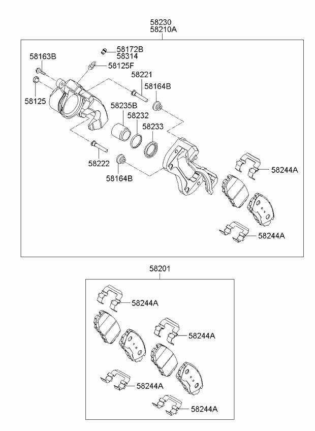 KIA 58302-2G-A00 - Тормозные колодки, дисковые, комплект unicars.by