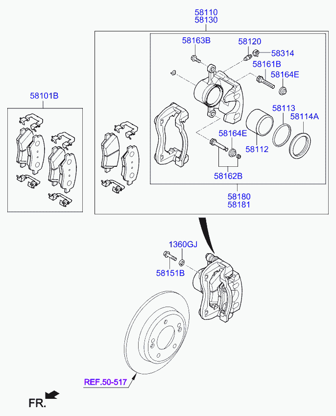 KIA 58101-A7A01 - Тормозные колодки, дисковые, комплект unicars.by