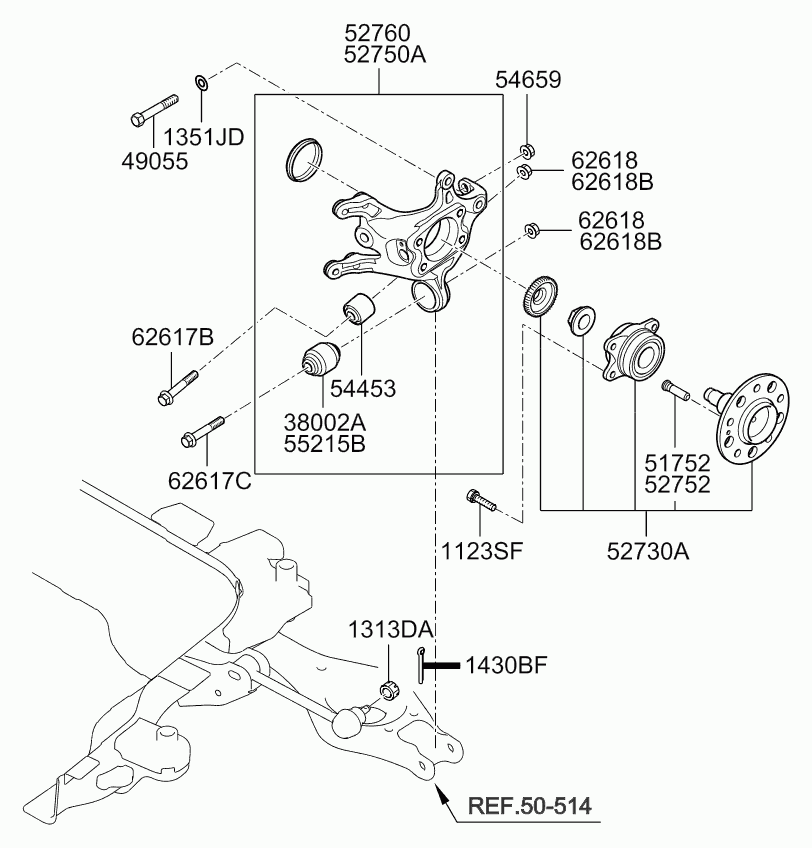 KIA 527101D010 - Carrier assy - rear axle, lh unicars.by