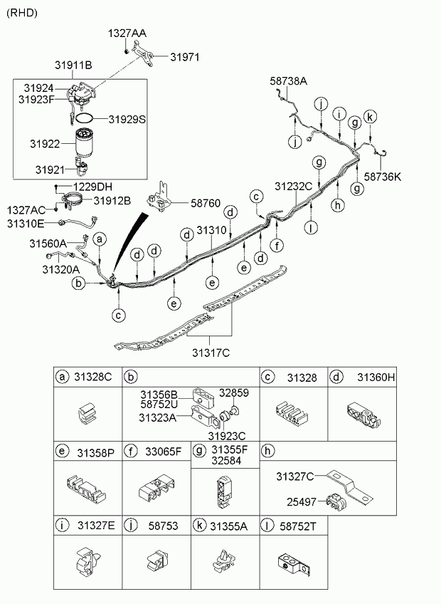 KIA 319222-B900 - Топливный фильтр unicars.by