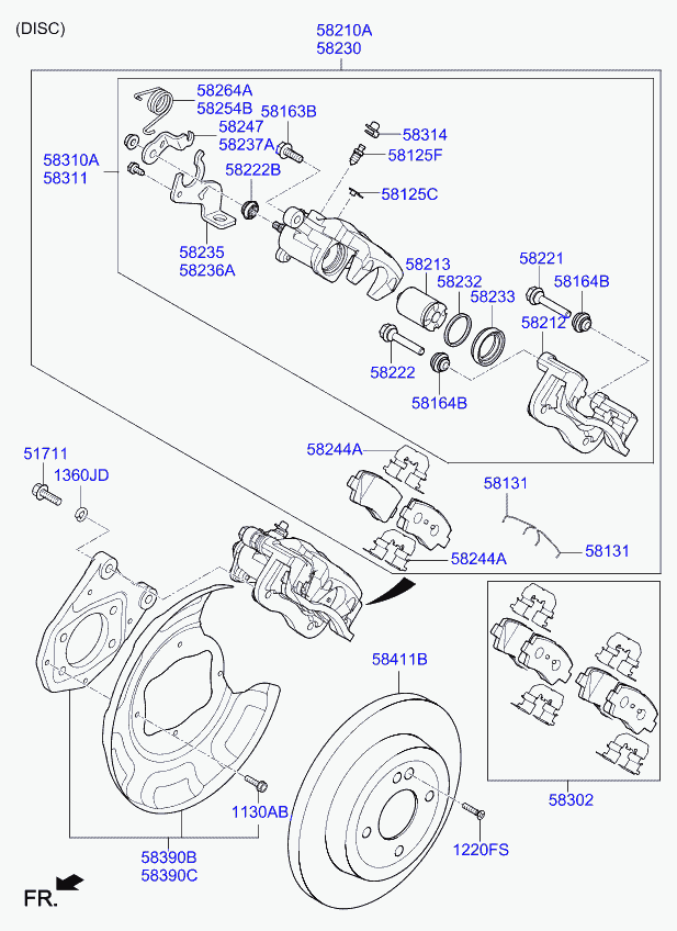 KIA 58302-H8A05 - Тормозные колодки, дисковые, комплект unicars.by