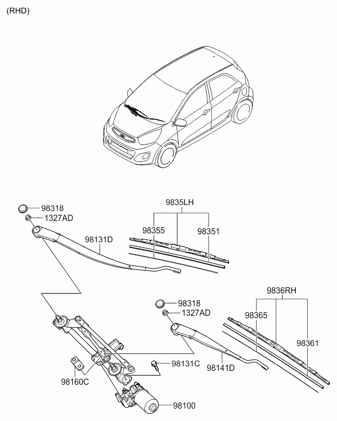 KIA 983501Y000 - Щетка стеклоочистителя unicars.by