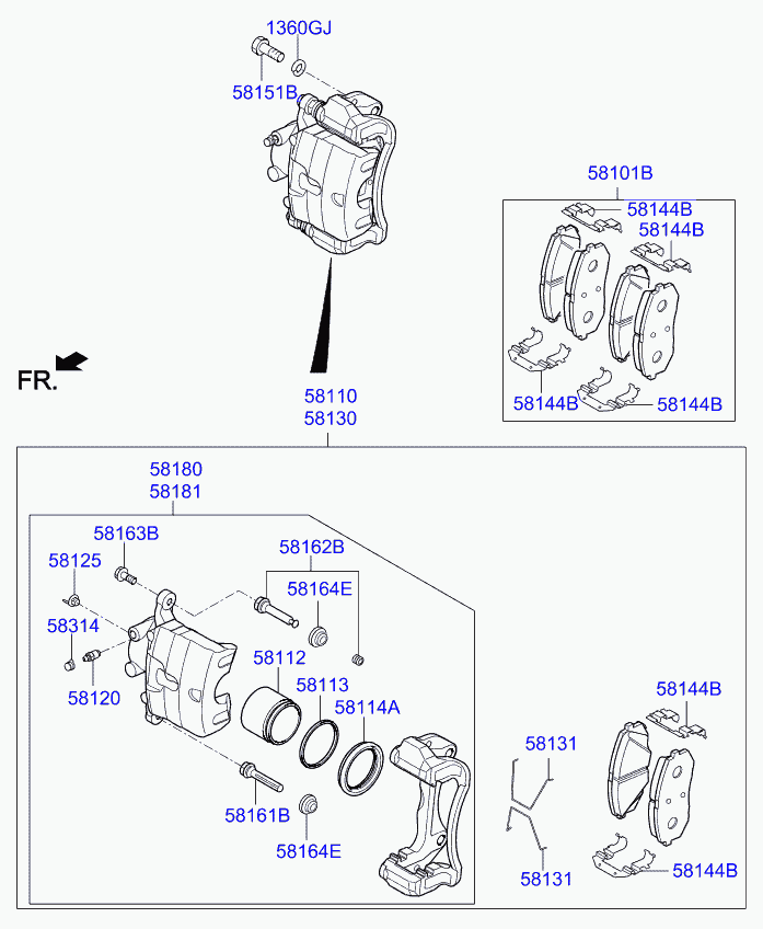 KIA 58101D4A25 - Тормозные колодки, дисковые, комплект unicars.by