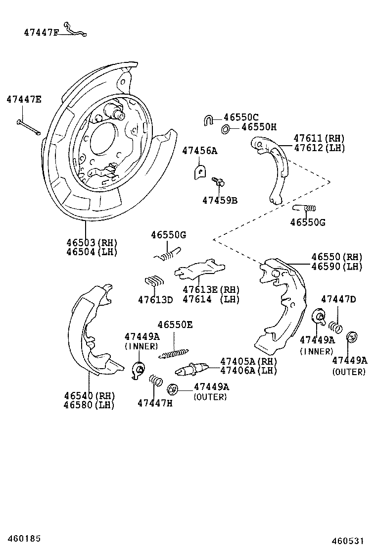 TOYOTA 4659048010 - Комплект тормозов, ручник, парковка unicars.by