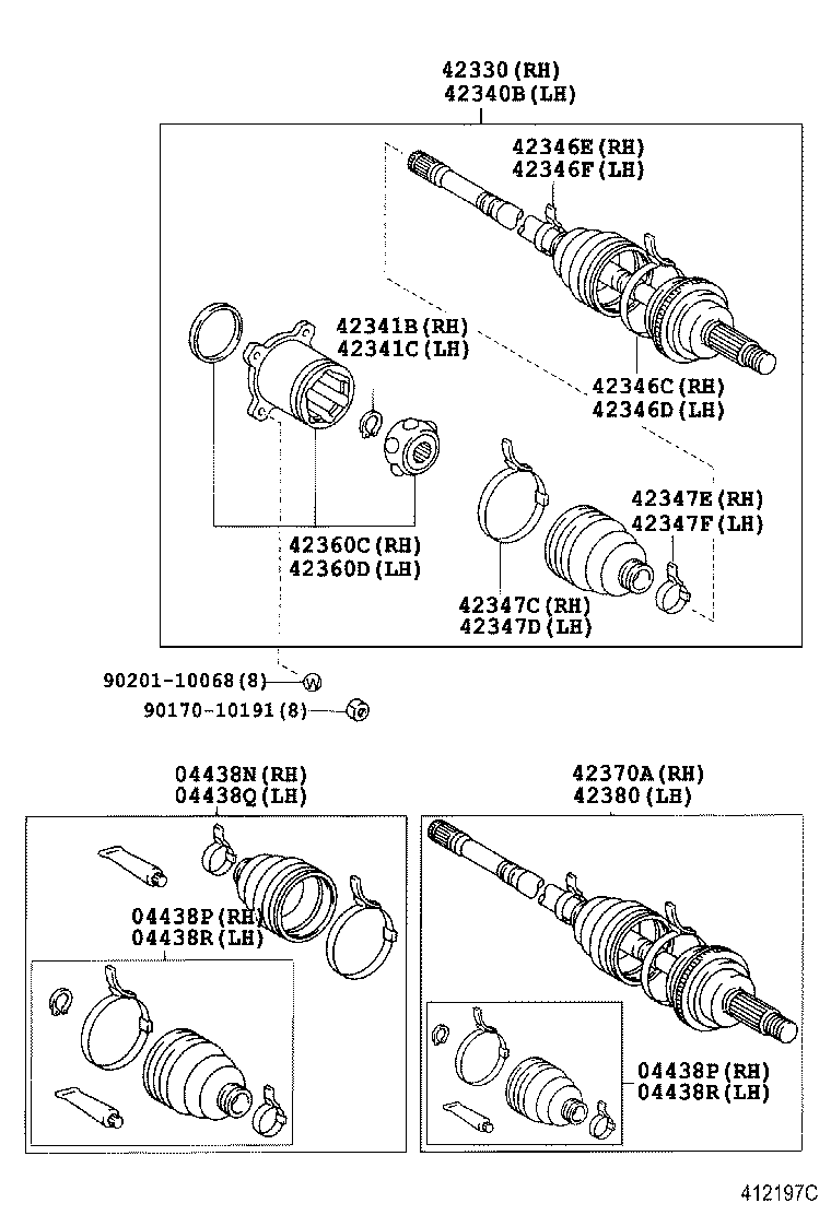 TOYOTA 4234028090 - Шарнирный комплект, ШРУС, приводной вал unicars.by