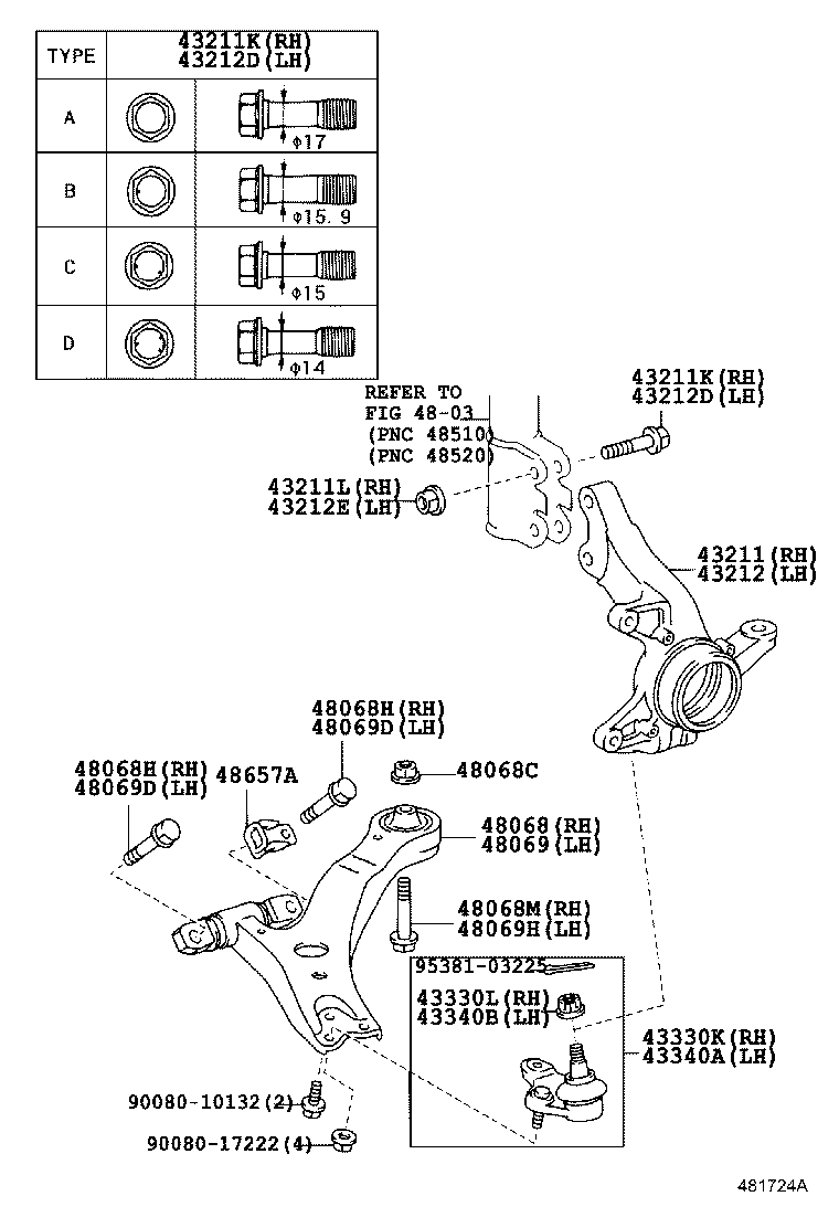 TOYOTA 43330-09560 - Шаровая опора, несущий / направляющий шарнир unicars.by