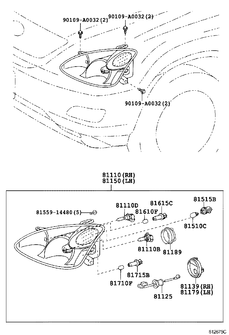 TOYOTA 9098120005 - Лампа накаливания, основная фара unicars.by