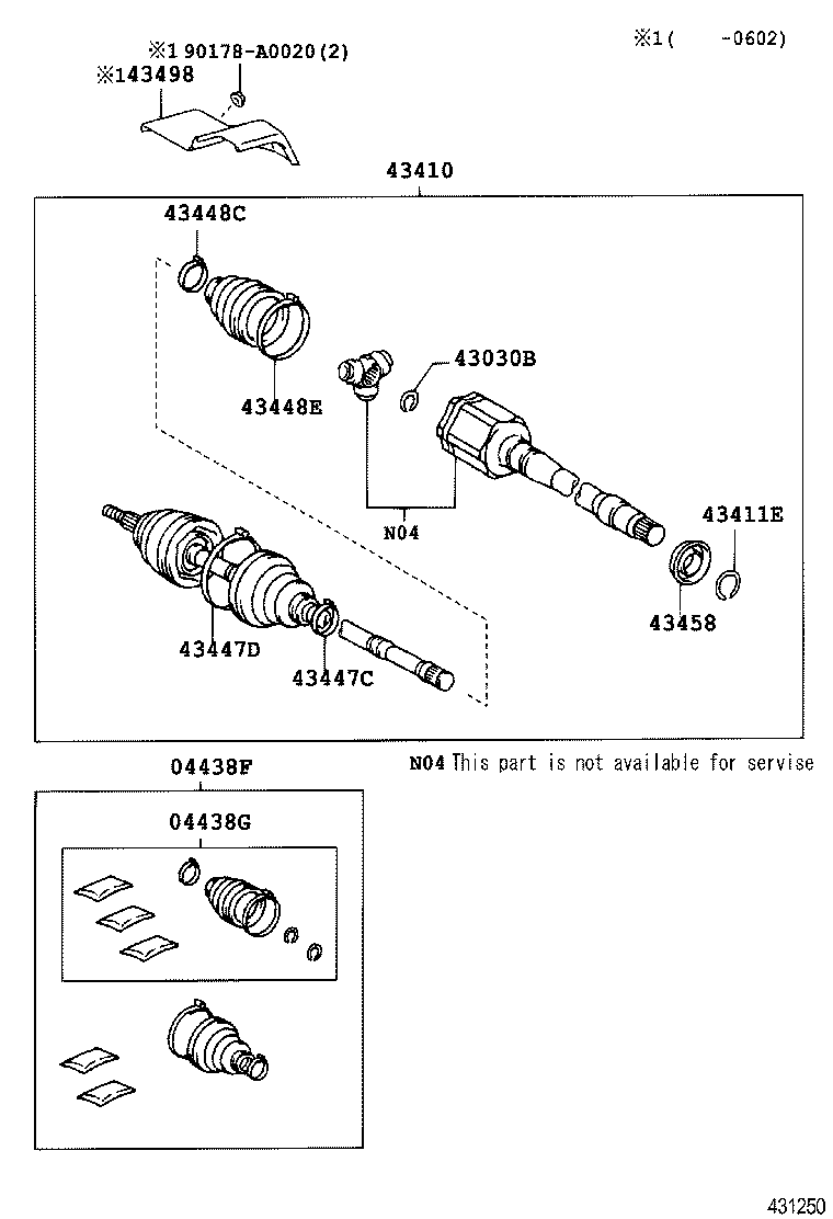 TOYOTA 434100E011 - Шарнирный комплект, ШРУС, приводной вал unicars.by