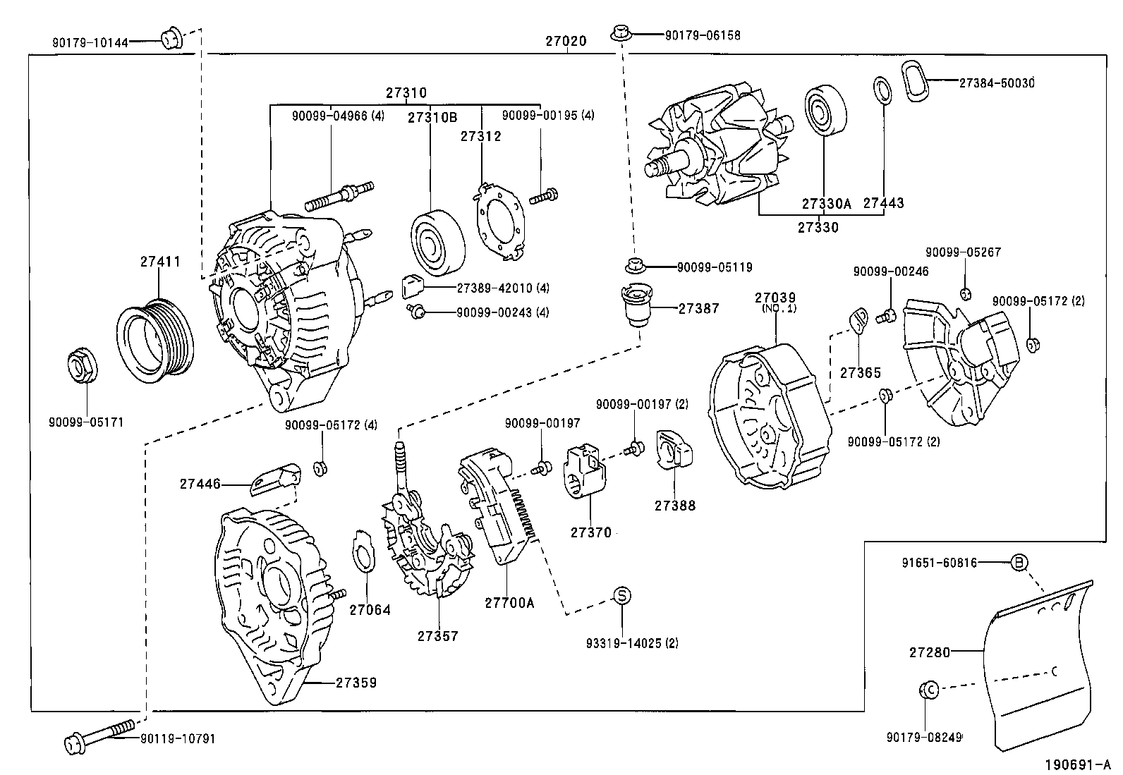 TOYOTA 90099-10194 - Шкив генератора, муфта unicars.by