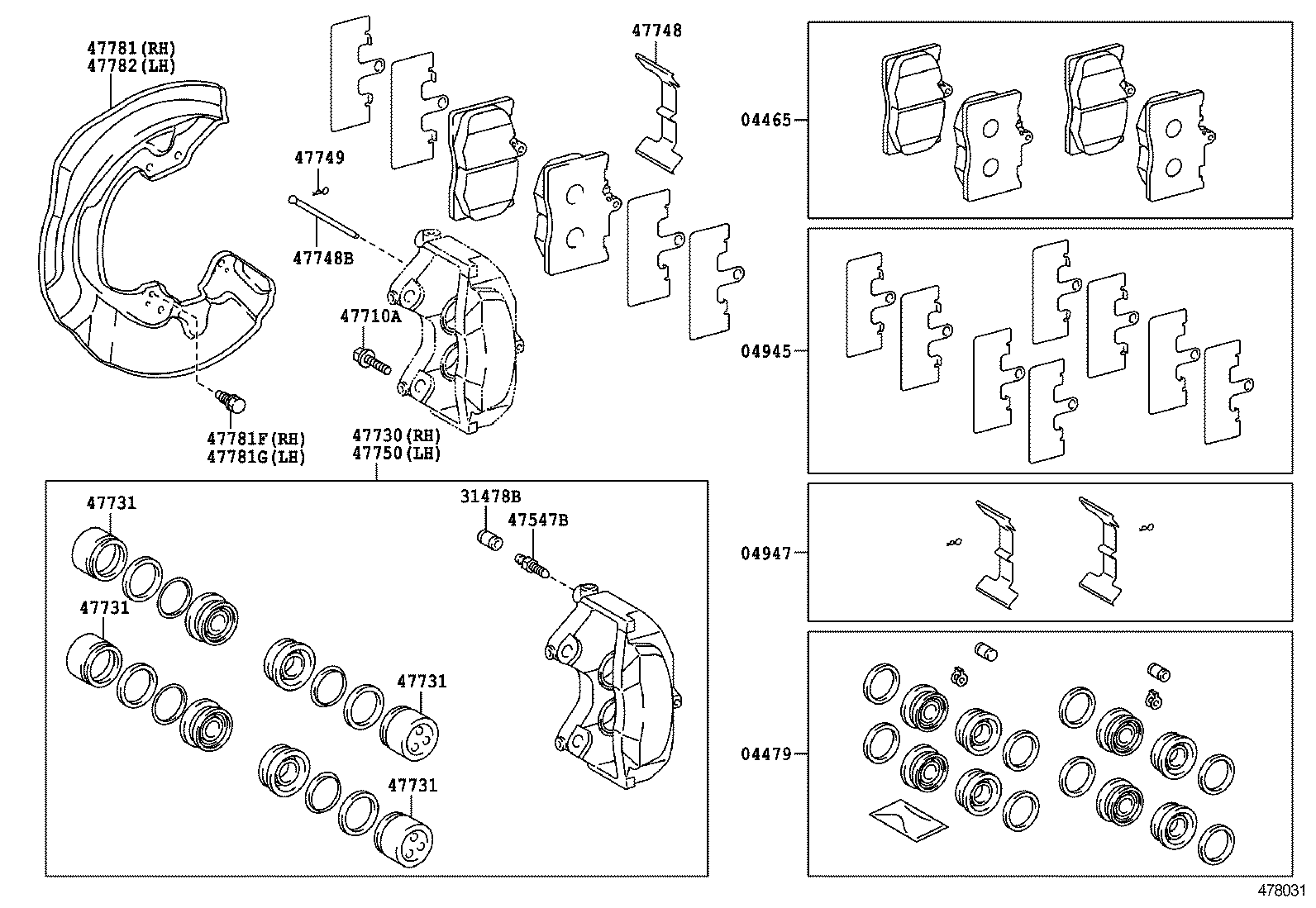 TOYOTA 04465-30500 - Тормозные колодки, дисковые, комплект unicars.by