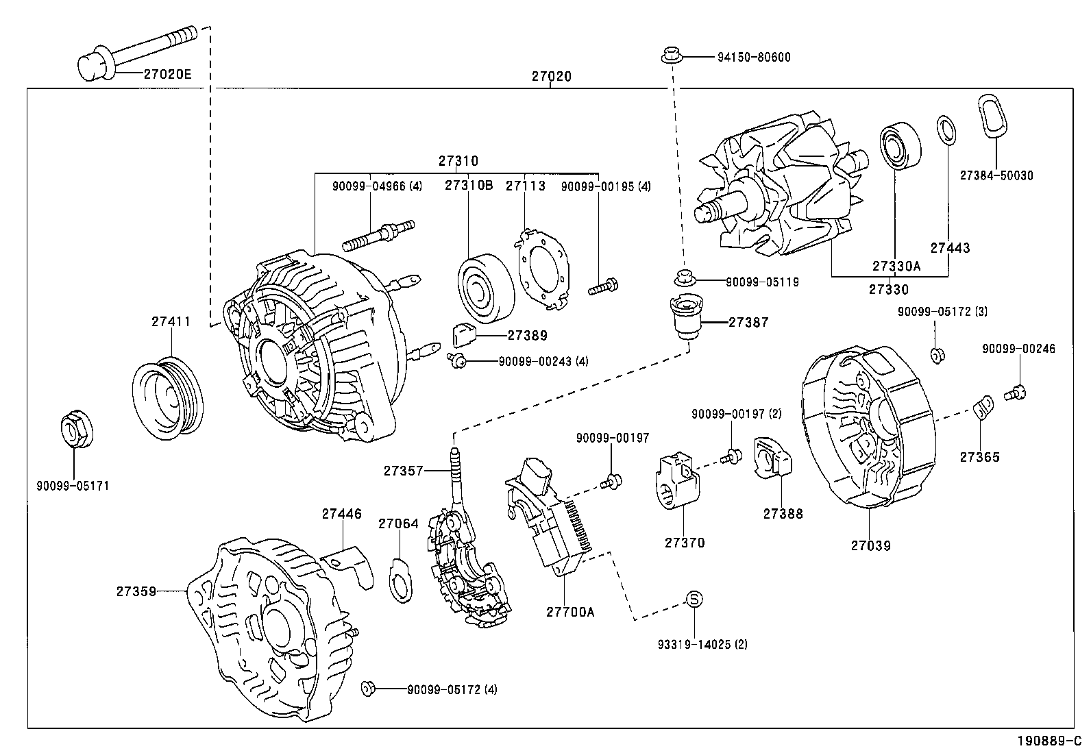 TOYOTA 2733042020 - Генератор unicars.by