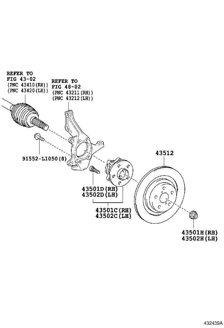 TOYOTA 43550-47010 - Комплект подшипника ступицы колеса unicars.by