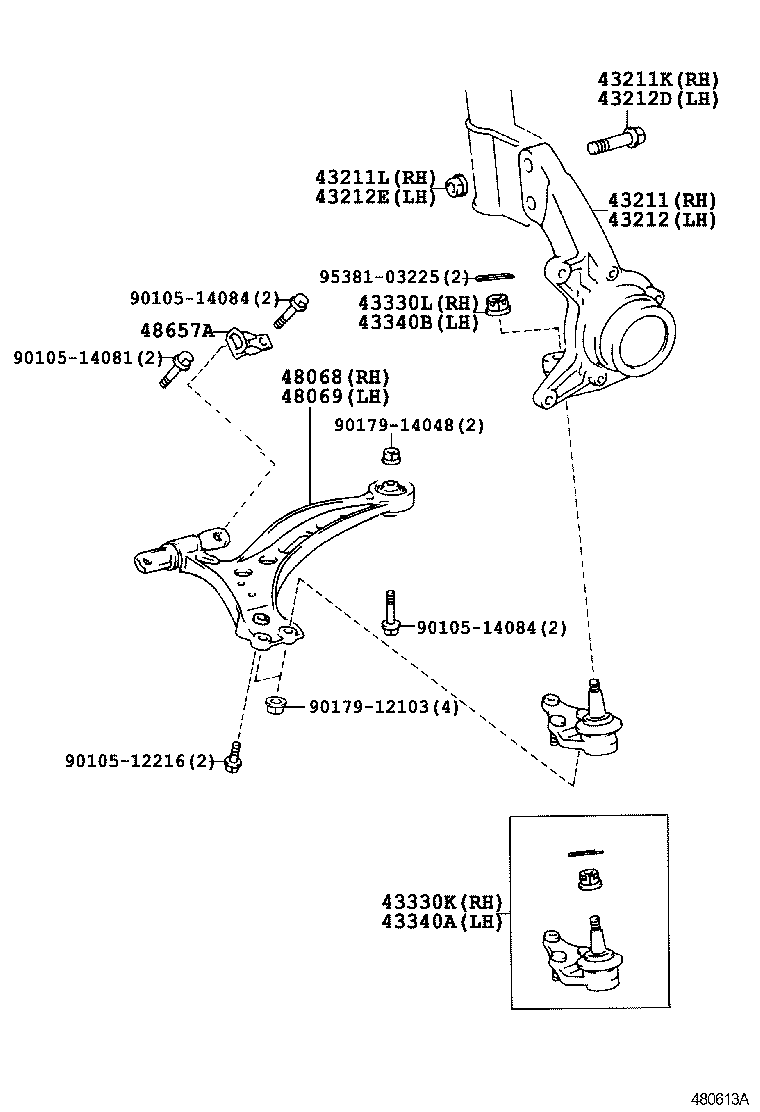 Daihatsu 43330-39435 - Шаровая опора, несущий / направляющий шарнир unicars.by