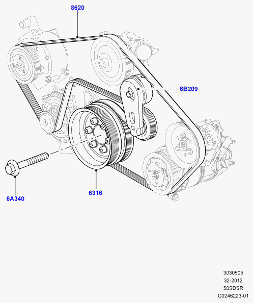 Land Rover LR012625 - Поликлиновой ремень unicars.by