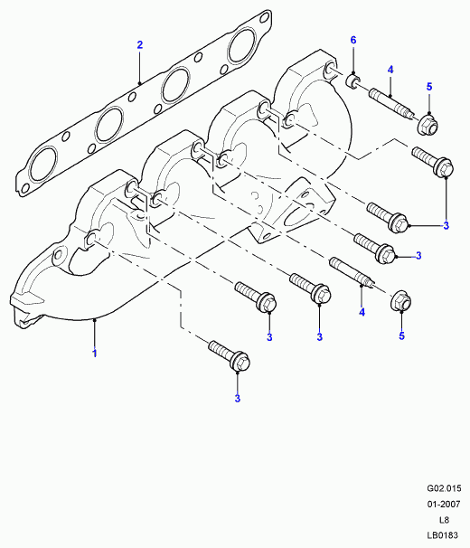 Land Rover LR004393 - Прокладка, выпускной коллектор unicars.by