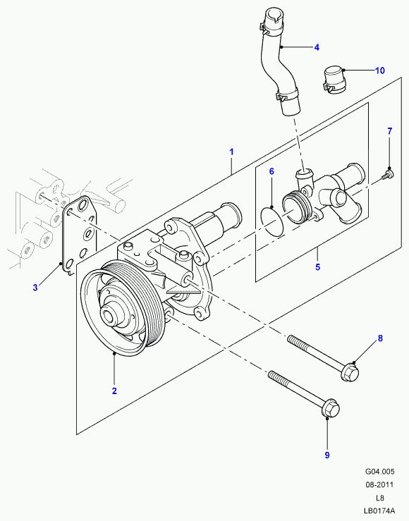 Rover LR004389 - Прокладка, водяной насос unicars.by