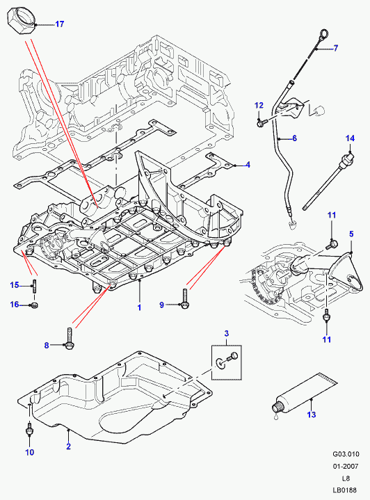 Rover LR006957 - Комплект прокладок, масляный поддон unicars.by