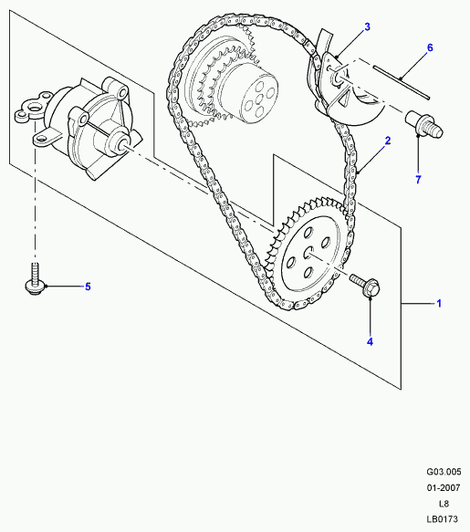 Land Rover LR 004405 - Цепь, привод маслонасоса unicars.by