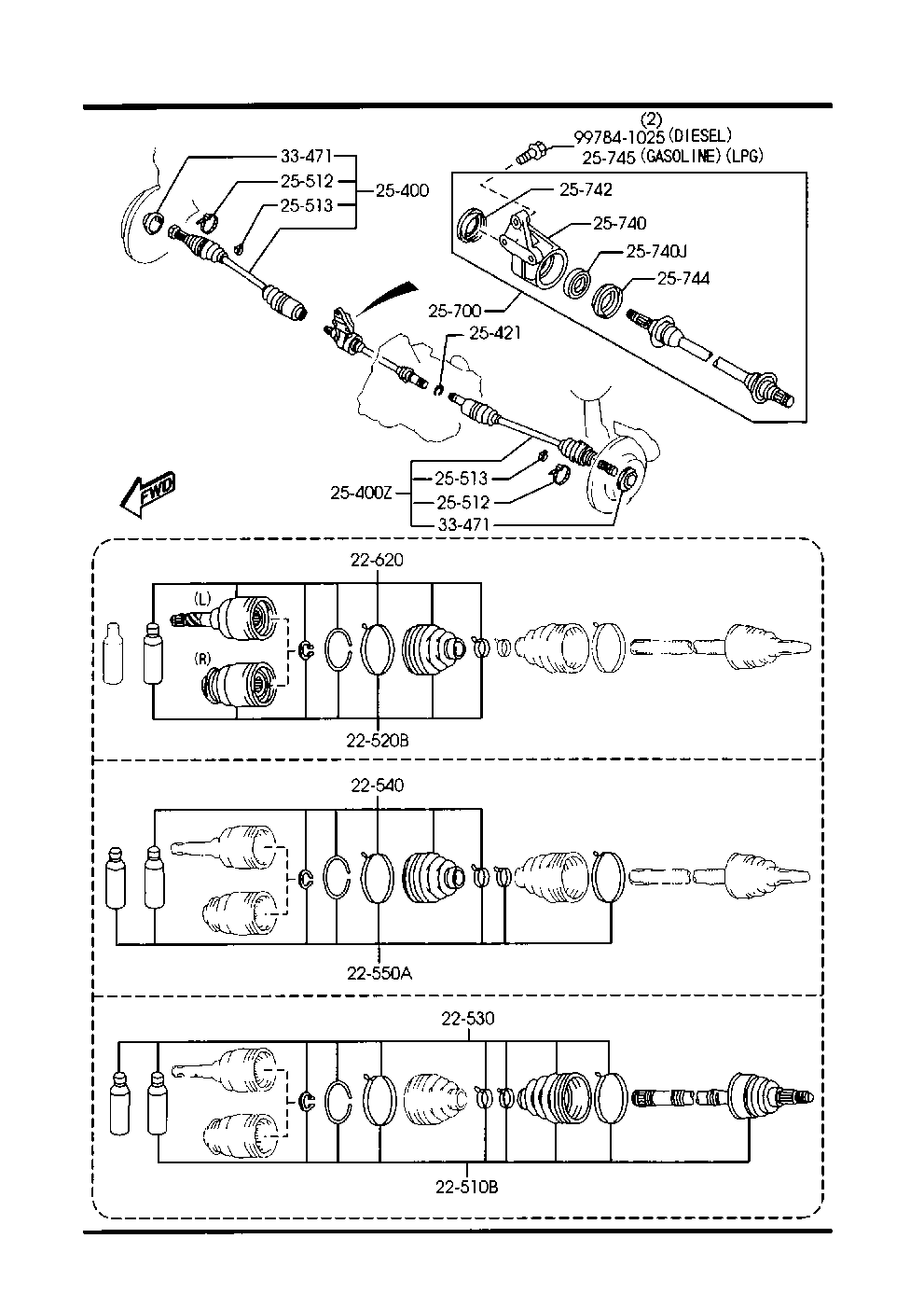 MAZDA GD19-25-60XA - Шарнирный комплект, ШРУС, приводной вал unicars.by