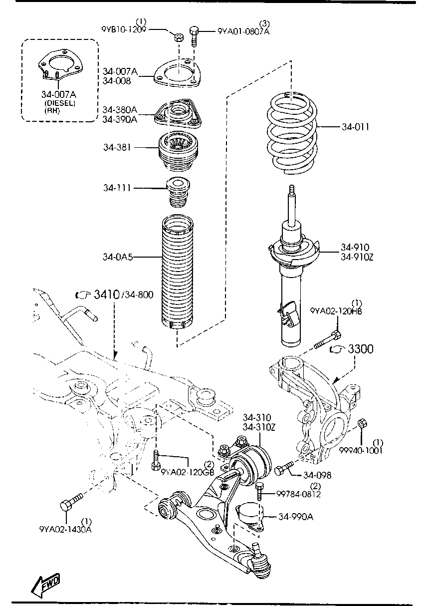 MAZDA C236-34-390A - Опора стойки амортизатора, подушка unicars.by