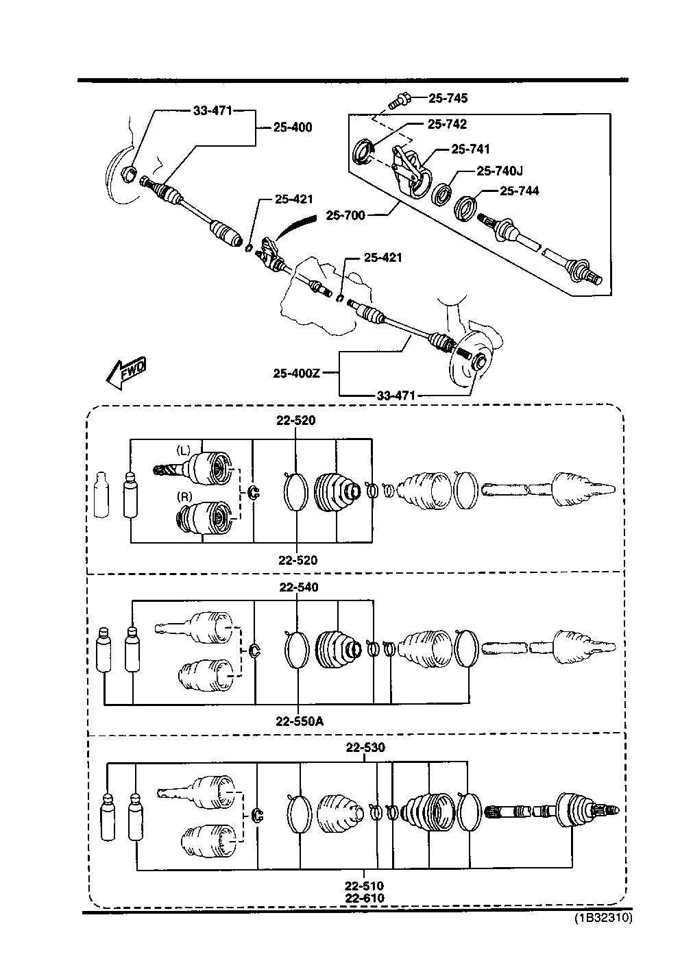 MAZDA F069-22-610B - Шарнирный комплект, ШРУС, приводной вал unicars.by