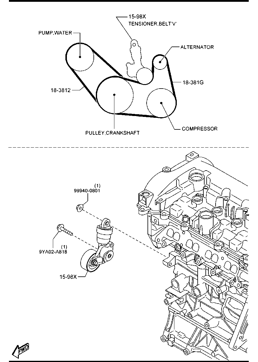 MAZDA PE01-15-908 - Поликлиновой ремень unicars.by