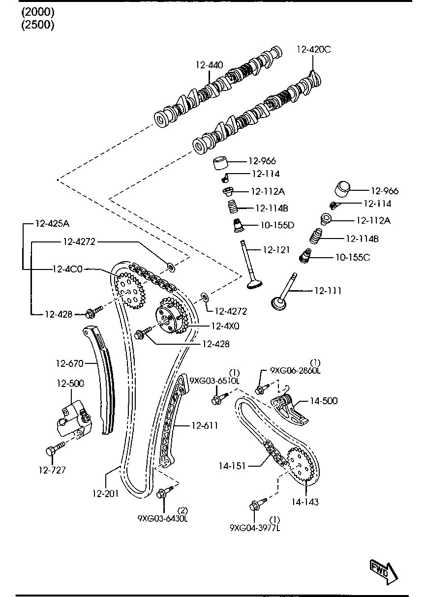 MAZDA LF01-14-151 - Цепь, привод маслонасоса unicars.by