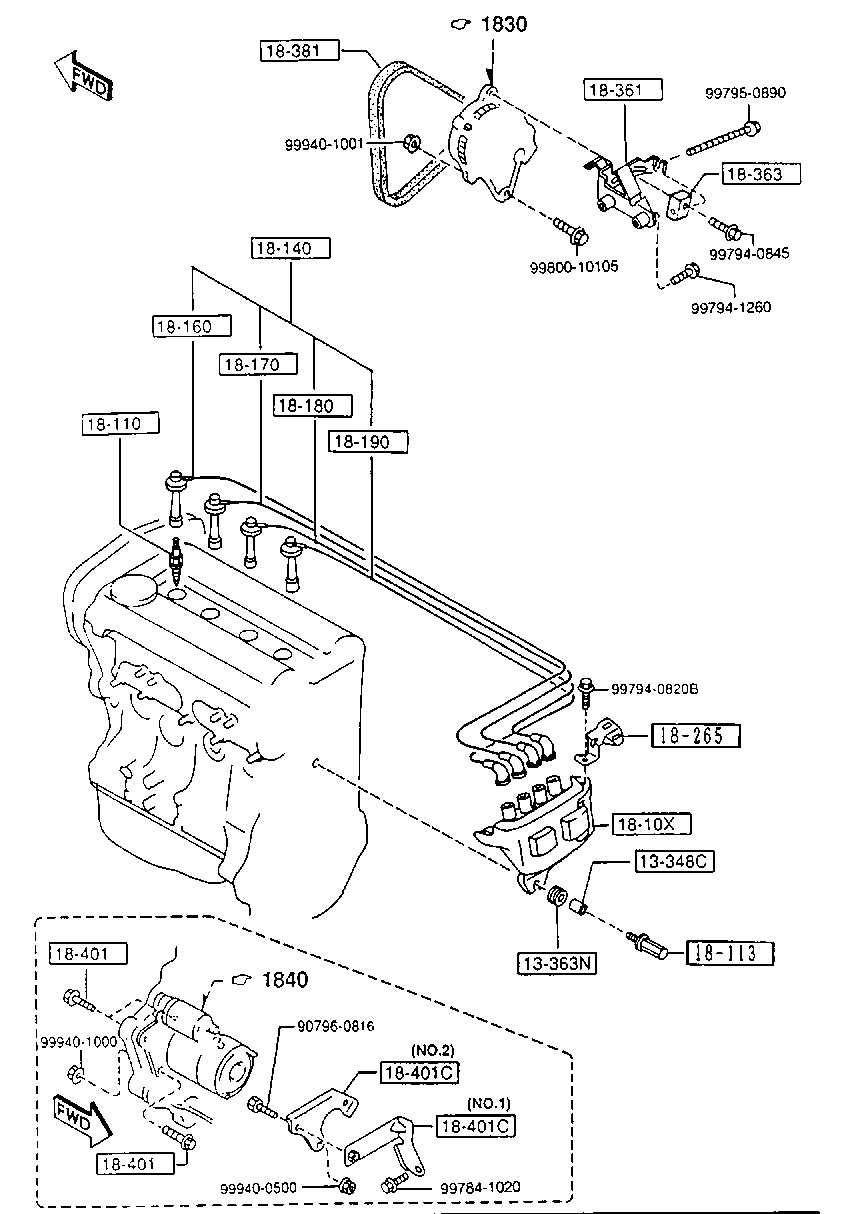 MAZDA B61P 18 140C - Комплект проводов зажигания unicars.by