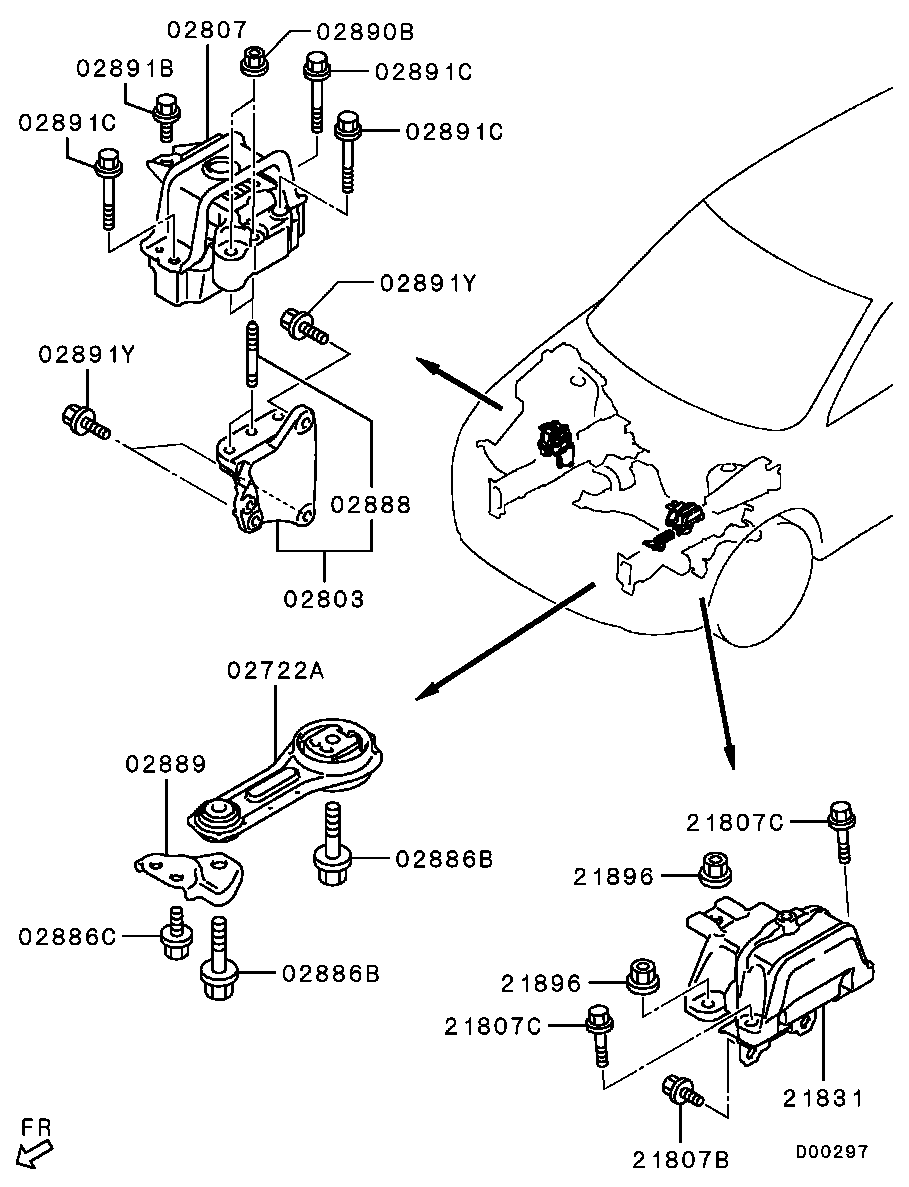 Mitsubishi 2910A127 - Подушка, опора, подвеска двигателя unicars.by