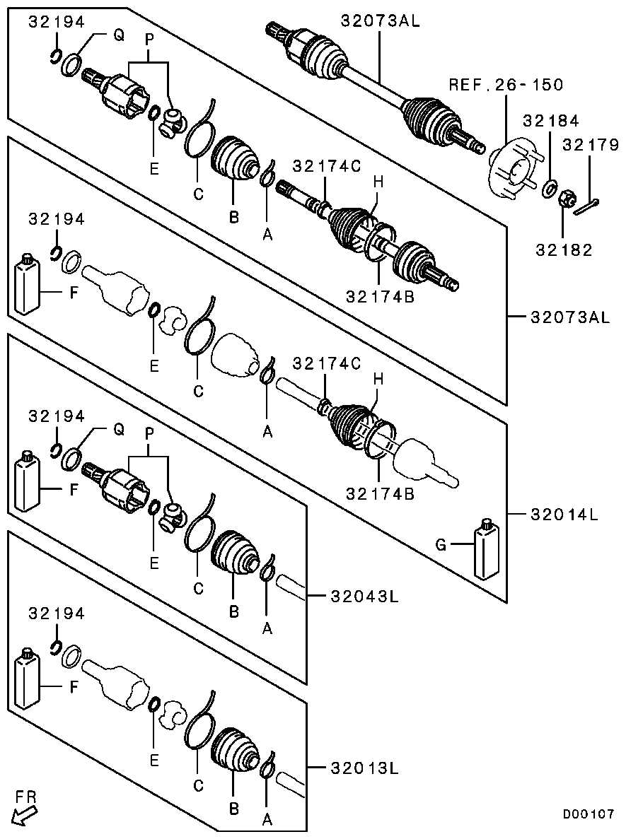 Mitsubishi 3815A107 - Шарнирный комплект, ШРУС, приводной вал unicars.by