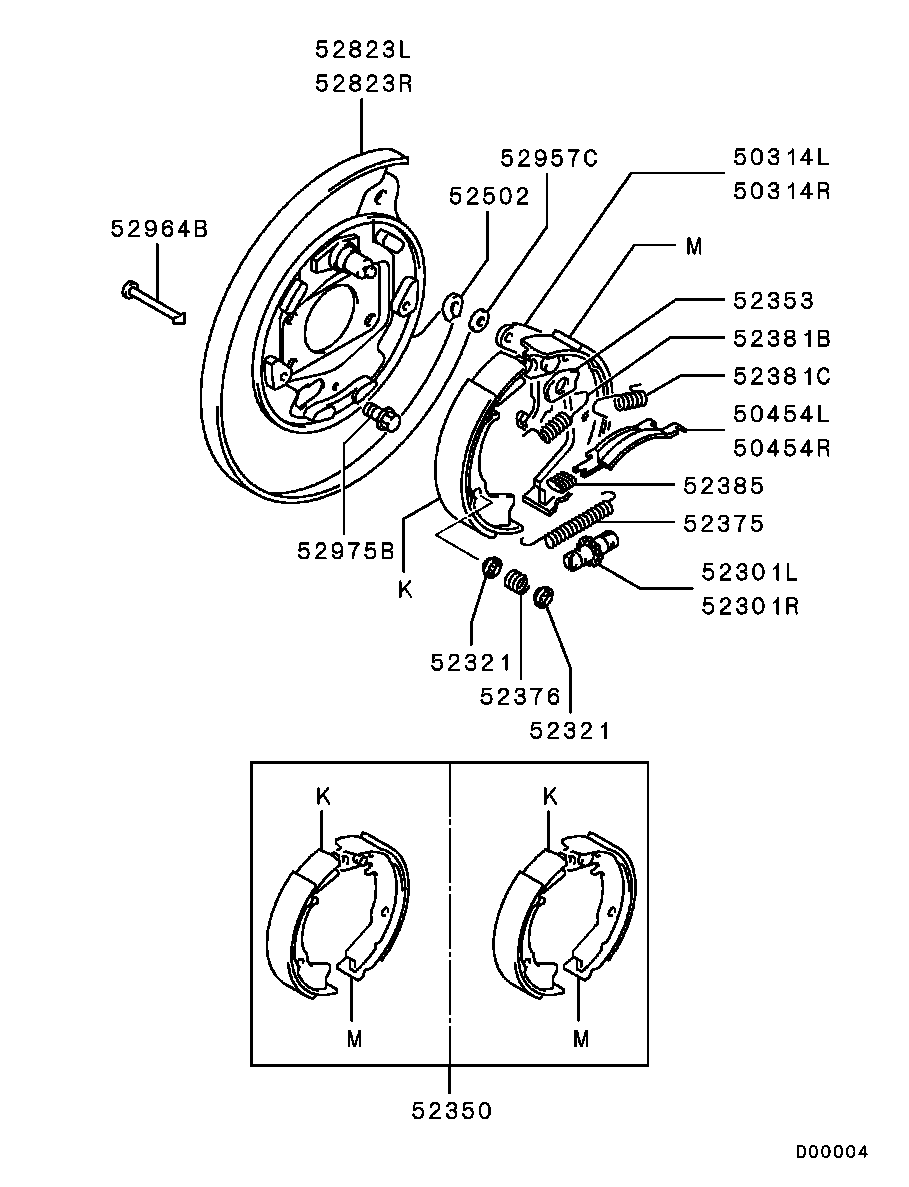 Mitsubishi MN186303 - Комплект тормозов, ручник, парковка unicars.by