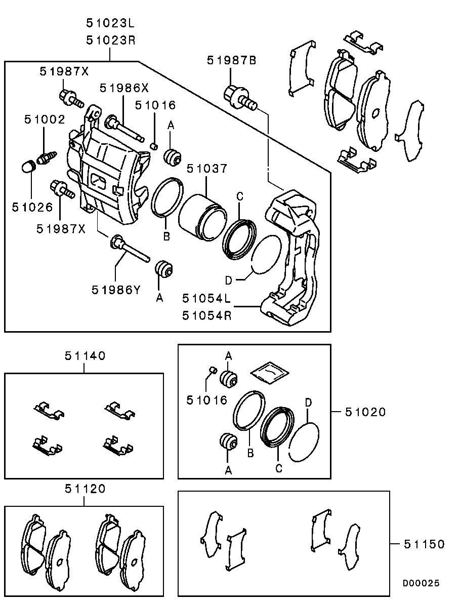 Mitsubishi MN 102 618 - Тормозные колодки, дисковые, комплект unicars.by