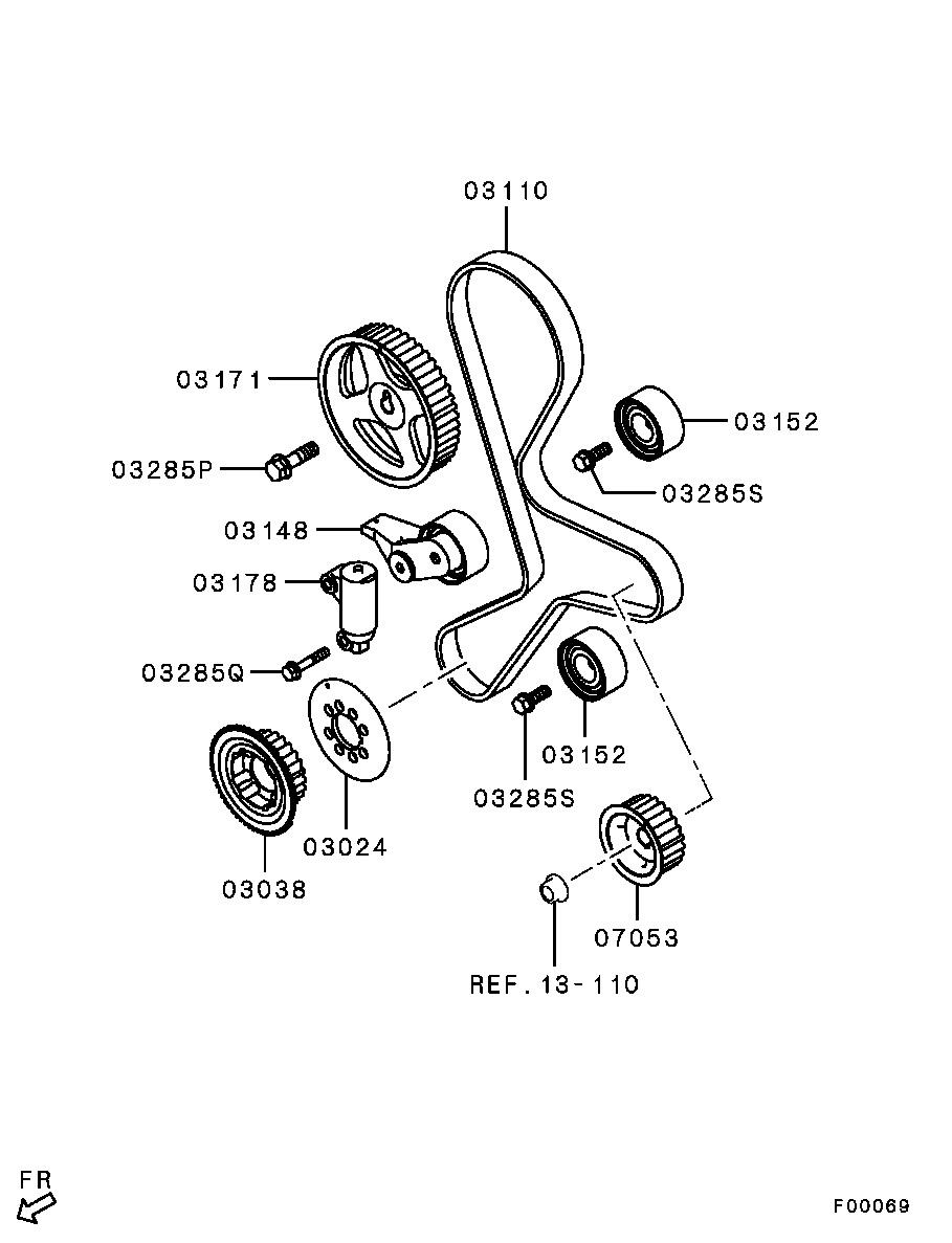 Mitsubishi 1145A078 - Направляющий ролик, зубчатый ремень ГРМ unicars.by